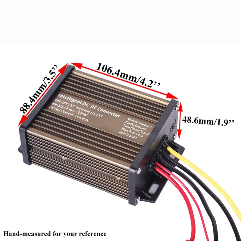 Pro Chaser DC-DC 72V 60V 48V Volt Voltage to 12V Step Down Voltage Reducer Regulator 180W 15A for Scooters & Bicycles Golf cart (20A 240W) - Image 3